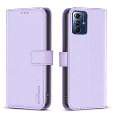 Leather Case Stands Flip Cover Holder B17F for Motorola Moto G Power (2022) Clove Purple