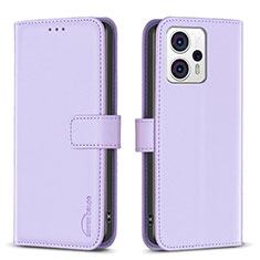 Leather Case Stands Flip Cover Holder B17F for Motorola Moto G13 Clove Purple