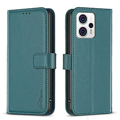 Leather Case Stands Flip Cover Holder B17F for Motorola Moto G13 Green