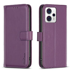 Leather Case Stands Flip Cover Holder B17F for Motorola Moto G13 Purple