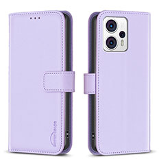 Leather Case Stands Flip Cover Holder B17F for Motorola Moto G23 Clove Purple