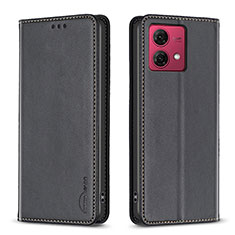 Leather Case Stands Flip Cover Holder B17F for Motorola Moto G84 5G Black