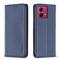 Leather Case Stands Flip Cover Holder B17F for Motorola Moto G84 5G Blue