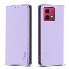 Leather Case Stands Flip Cover Holder B17F for Motorola Moto G84 5G Clove Purple