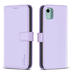 Leather Case Stands Flip Cover Holder B17F for Nokia C12 Clove Purple