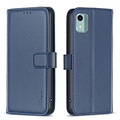 Leather Case Stands Flip Cover Holder B17F for Nokia C12 Plus Blue