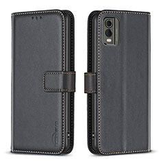 Leather Case Stands Flip Cover Holder B17F for Nokia C32 Black