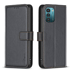 Leather Case Stands Flip Cover Holder B17F for Nokia G21 Black