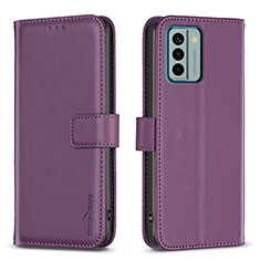 Leather Case Stands Flip Cover Holder B17F for Nokia G22 Purple