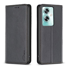 Leather Case Stands Flip Cover Holder B17F for Oppo A2 5G Black