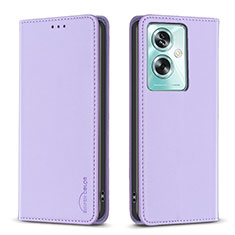 Leather Case Stands Flip Cover Holder B17F for Oppo A2 5G Clove Purple