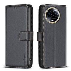 Leather Case Stands Flip Cover Holder B17F for Realme 11 5G Black