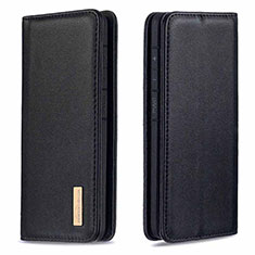 Leather Case Stands Flip Cover Holder B17F for Samsung Galaxy A30S Black