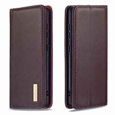 Leather Case Stands Flip Cover Holder B17F for Samsung Galaxy Note 20 5G Brown