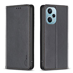 Leather Case Stands Flip Cover Holder B17F for Xiaomi Poco F5 5G Black