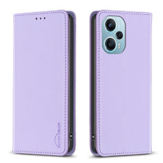 Leather Case Stands Flip Cover Holder B17F for Xiaomi Poco F5 5G Clove Purple