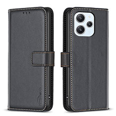 Leather Case Stands Flip Cover Holder B17F for Xiaomi Redmi 12 4G Black