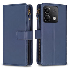 Leather Case Stands Flip Cover Holder B17F for Xiaomi Redmi Note 13 5G Blue