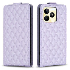 Leather Case Stands Flip Cover Holder B19F for Realme C51 Clove Purple