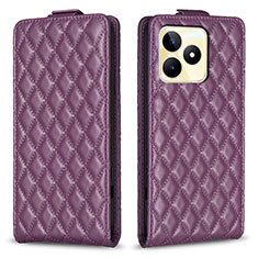 Leather Case Stands Flip Cover Holder B19F for Realme C51 Purple