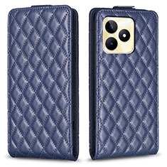 Leather Case Stands Flip Cover Holder B19F for Realme C53 Blue