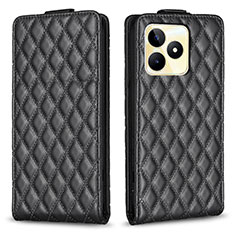 Leather Case Stands Flip Cover Holder B19F for Realme C53 India Black