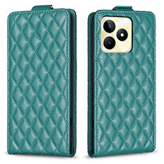 Leather Case Stands Flip Cover Holder B19F for Realme C67 Green