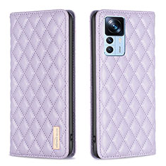 Leather Case Stands Flip Cover Holder B19F for Xiaomi Mi 12T Pro 5G Purple