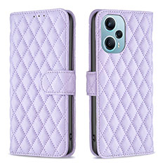 Leather Case Stands Flip Cover Holder B19F for Xiaomi Poco F5 5G Purple