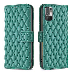 Leather Case Stands Flip Cover Holder B19F for Xiaomi POCO M3 Pro 5G Green