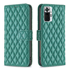 Leather Case Stands Flip Cover Holder B19F for Xiaomi Redmi Note 10 Pro 4G Green