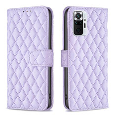 Leather Case Stands Flip Cover Holder B19F for Xiaomi Redmi Note 10 Pro Max Purple