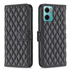 Leather Case Stands Flip Cover Holder B19F for Xiaomi Redmi Note 11E 5G Black