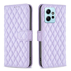 Leather Case Stands Flip Cover Holder B20F for Xiaomi Redmi Note 12 4G Purple