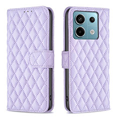 Leather Case Stands Flip Cover Holder B20F for Xiaomi Redmi Note 13 Pro 5G Purple