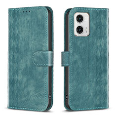 Leather Case Stands Flip Cover Holder B21F for Motorola Moto G73 5G Green