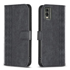 Leather Case Stands Flip Cover Holder B21F for Nokia C210 Black