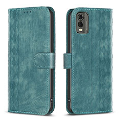 Leather Case Stands Flip Cover Holder B21F for Nokia C32 Green