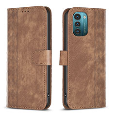 Leather Case Stands Flip Cover Holder B21F for Nokia G11 Brown