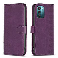 Leather Case Stands Flip Cover Holder B21F for Nokia G11 Purple