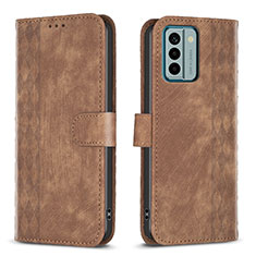 Leather Case Stands Flip Cover Holder B21F for Nokia G22 Brown