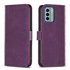 Leather Case Stands Flip Cover Holder B21F for Nokia G22 Purple