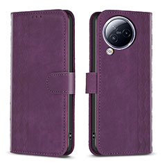 Leather Case Stands Flip Cover Holder B21F for Xiaomi Civi 3 5G Purple