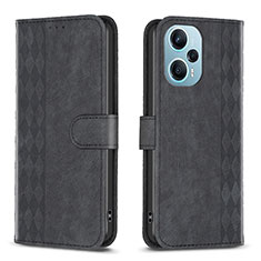 Leather Case Stands Flip Cover Holder B21F for Xiaomi Poco F5 5G Black