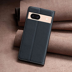 Leather Case Stands Flip Cover Holder B22F for Google Pixel 8a 5G Black