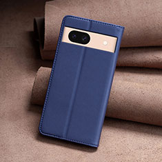 Leather Case Stands Flip Cover Holder B22F for Google Pixel 8a 5G Blue