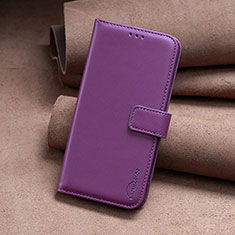 Leather Case Stands Flip Cover Holder B22F for Motorola Moto E13 Purple