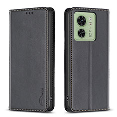 Leather Case Stands Flip Cover Holder B22F for Motorola Moto Edge (2023) 5G Black