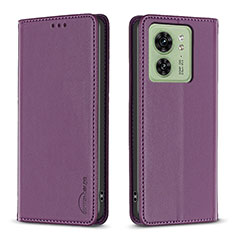 Leather Case Stands Flip Cover Holder B22F for Motorola Moto Edge (2023) 5G Purple