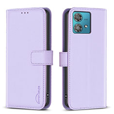 Leather Case Stands Flip Cover Holder B22F for Motorola Moto Edge 40 Neo 5G Clove Purple